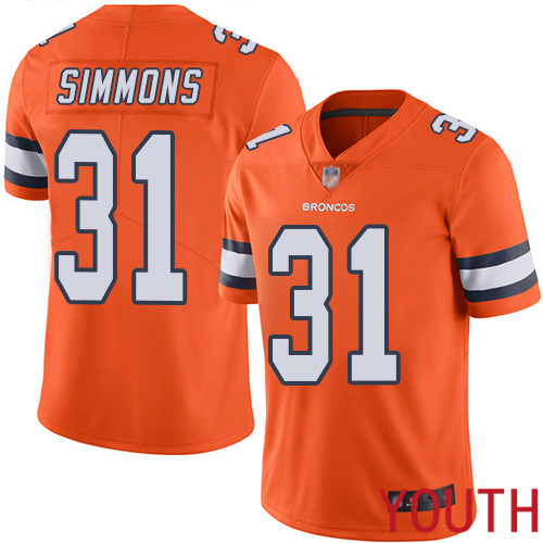 Youth Denver Broncos 31 Justin Simmons Limited Orange Rush Vapor Untouchable Football NFL Jersey